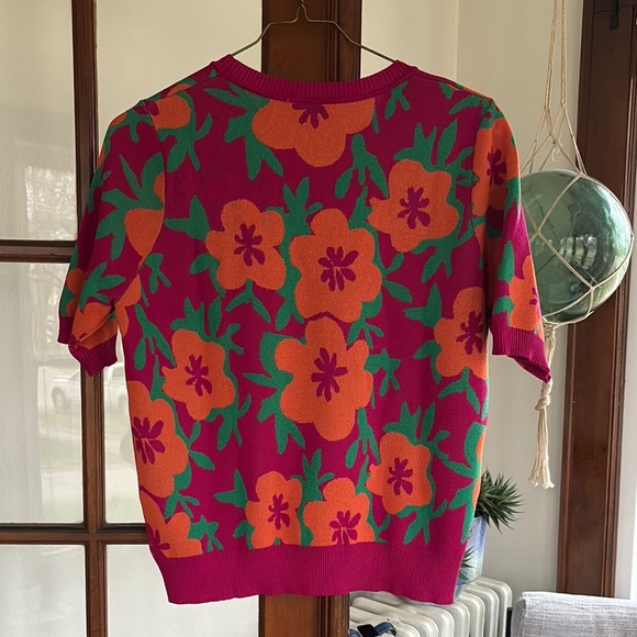 Floral Short Sleeve Sweater - Picture 3 of 8